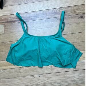 NEW Shapermint Women's M Swim Ruffled Bikini Top Green Bathing Suit Summer Beach